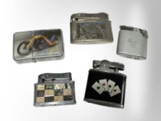 Five cigarette lighters.