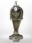 A Victorian brass peacock firescreen, height 60cm.