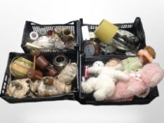 A group of ceramics, glass wares and ornaments, Japanese satsuma lamp base,