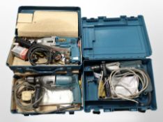 Three Makita two-speed hammer drills, all boxed.