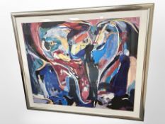 A Danish abstract colour print, 108cm x 88cm.