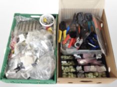 A quantity of crimping tools, electrical components, etc.