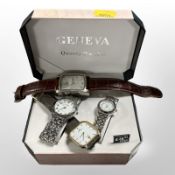A pair of matching lady's and gent's Geneva quartz watches,