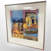 Continental school : Figures wearing dress, watercolour, 42cm x 42cm.