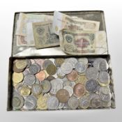 A small quantity of world coins and bank notes.