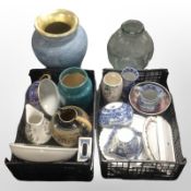 Two large contemporary vases, together with assorted ceramics including Portmeirion bowl,