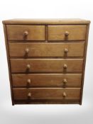 A 20th-century pine chest of six drawers, 90cm wide x 50cm deep x 107cm high.