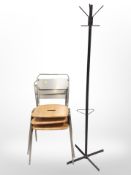 Three contemporary oak and metal-framed 'Working Girl' chairs designed by David Irwin for Deadgood,