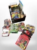 12 Mattel, Bandai, and other figurines to include DC, Ben 10, Batman, etc.