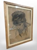 Dutch school : Portrait of a gentleman, charcoal, 32cm x 40cm.