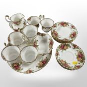 22 pieces of Royal Albert Old Country Roses tea china including set of six teacups and saucers,