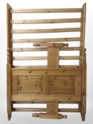 A contemporary pine four-foot bed frame.