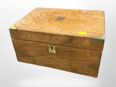 A Victorian walnut brass-mounted writing slope.