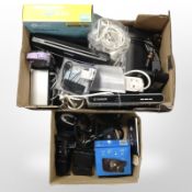 A quantity of home electricals, WiFi router, Sat-Nav, etc.