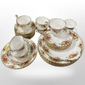 36 pieces of Royal Albert Old Country Roses tea and dinner porcelain.