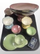 Eight pieces of Maling lustre china,