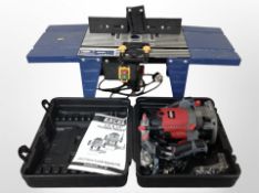 A Powercraft router table, together with an Excel plunge router, in box with instructions.