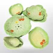 A group of Carlton ware leaf dishes.