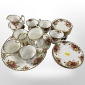 23 pieces of Royal Albert Old Country Roses tea china including set of six teacups and saucers,