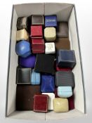 A collection of vintage and modern jewellery boxes, ring boxes, etc.