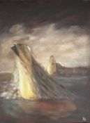 Kirsten Gurlen : Abstract rock study, oil on canvas, 60cm x 80cm.