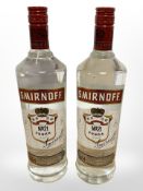 Two x 1 litre bottles of Smirnoff 21 vodka