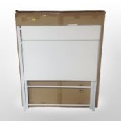 A metal and MDF folding table, width 87cm.