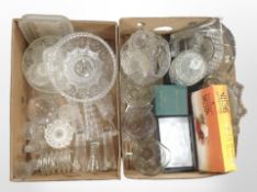 A quantity of boxed and unboxed pressed glass and crystal.