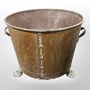 A Victorian copper coal bin, height 28cm.