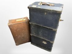 Two early-20th century luggage cases, largest 92cm wide.