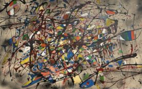 J Bullhorn : Abstract, oil on card, 81cm x 52cm.