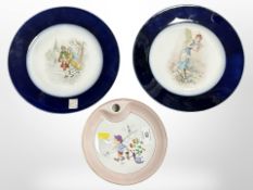 A Limoges porcelain dish depicting a boy with fishing rod,