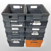 12 Royal Mail plastic sorting crates.
