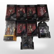 Nine Hasbro Disney Star Wars The Black Series figurines, boxed.