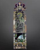 Saint Peter the Apostle, standing against a foliate background, within Gothic architectural borders,