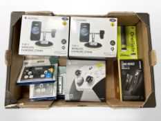 A group of new retail stock items to include two Goodmans 3-in-1 wireless charging stands,