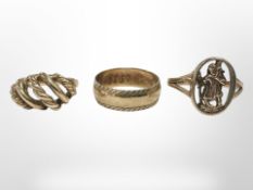 Three 9ct gold rings CONDITION REPORT: 8.