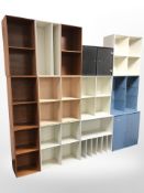 A group of 20th century Scandinavian open bookshelves and cabinets of various sizes