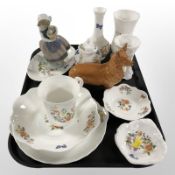 A Beswick corgi, together with a group of Aynsley cottage garden dishes and vases,