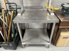 A commercial stainless steel prep counter,