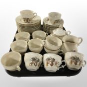36 pieces of continental floral-decorated tea china.