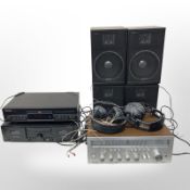 A Pioneer compact disc player PD-207 cassette deck SD4050, and a Bush stereo receiver,