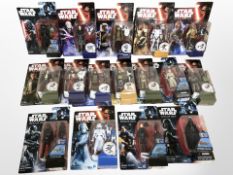 16 Hasbro Disney Star Wars figurines including Rogue One and The Force Awakens, boxed.