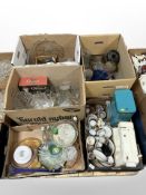 A large quantity of 20th-century glass wares, light shades, vases, mixed tea china,