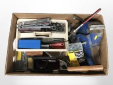 A Record vice, assorted hand tools,