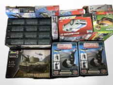 17 various modelling kits by Revell, Bandai, Airfix, etc.