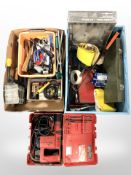 A collection of hand and power tools and other hard ware, combi-tool sealed in cellophane, etc.