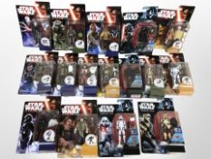 16 Hasbro Disney Star Wars figurines including Rogue One and The Force Awakens, boxed.