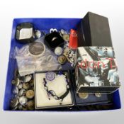 A 9ct gold black onyx-set band ring, together with a lady's Sekonda watch, Sequel watch,