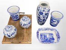 An oak twin-handled serving tray,